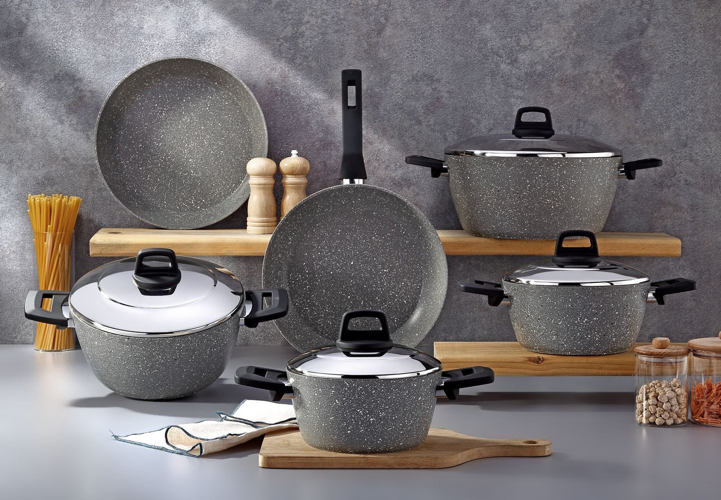 Ecoten 10-Piece Granite Cookware Set (Grey)