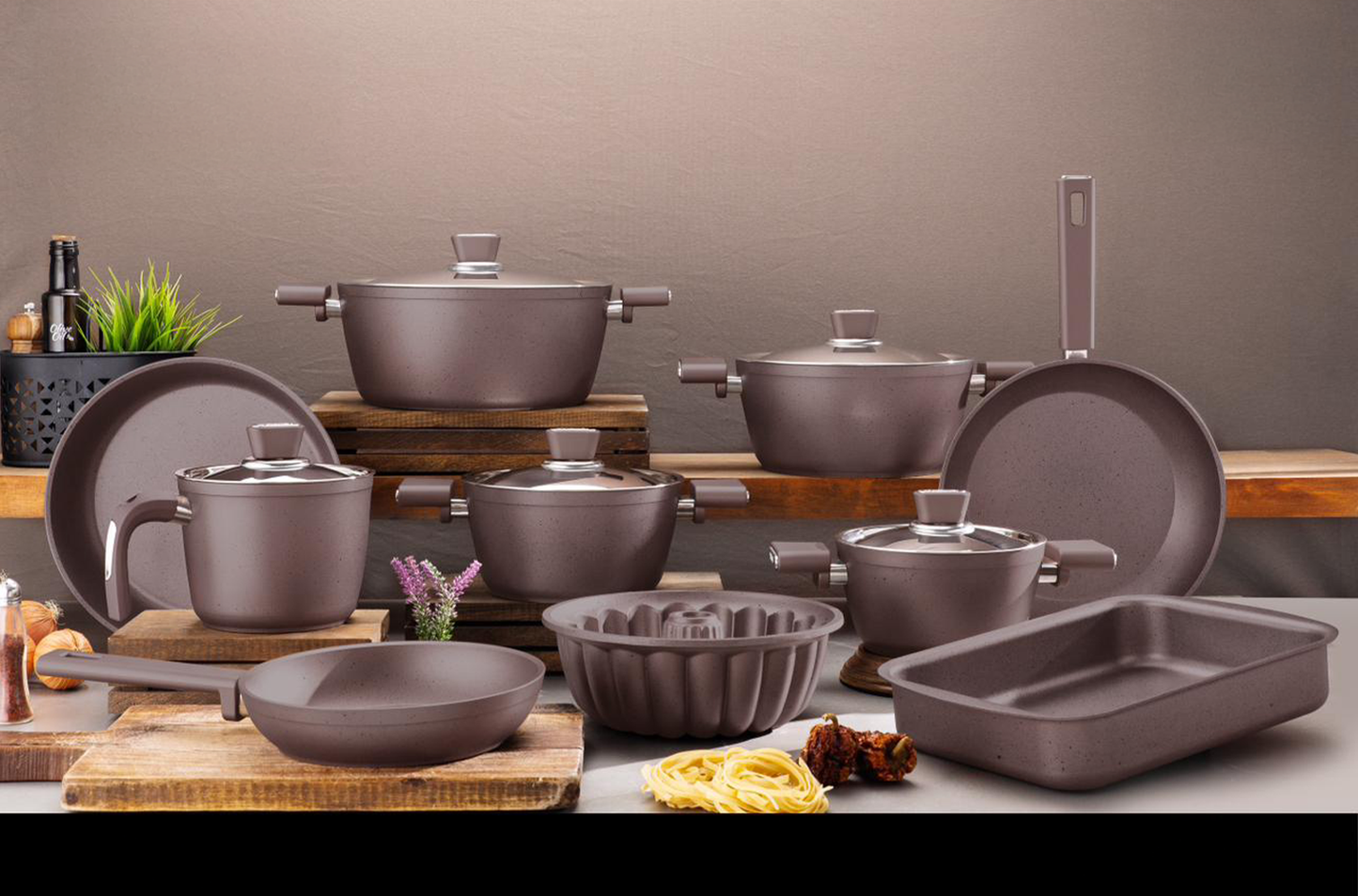 Vivaldi Granite Cookware Set – 15 Pieces