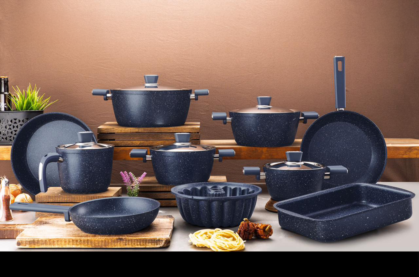 Vivaldi Granite Cookware Set – 15 Pieces