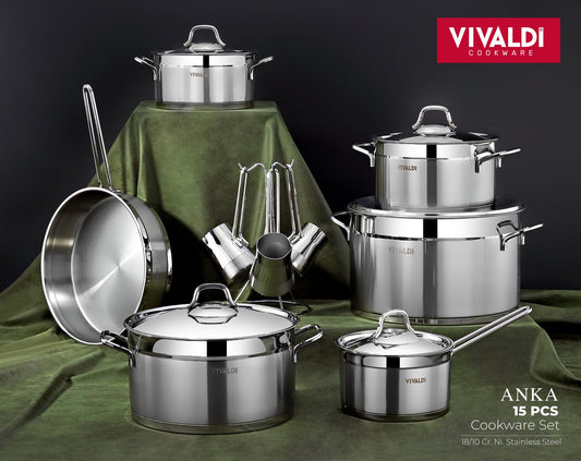 ANKA 15 PCS COOKWARE SET - SILVER