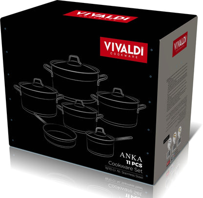 ANKA 11 PCS COOKWARE SET - SILVER