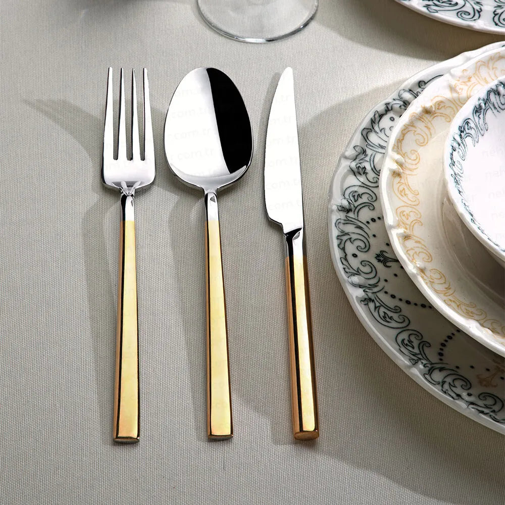 DALYAN GOLD+MIRROR - 89 PIECE - 12 PERSON - BOXED CUTLERY SET