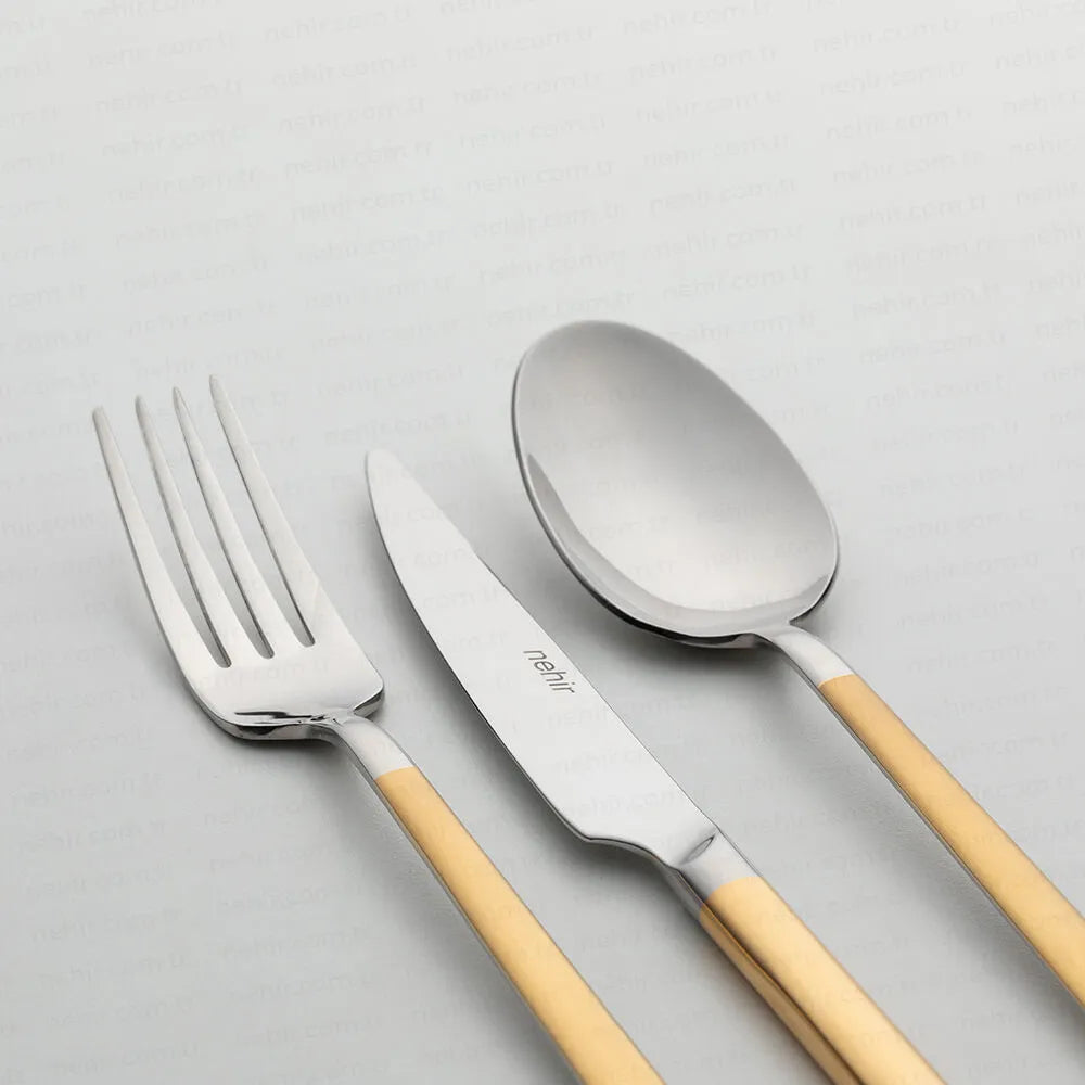 DALYAN GOLD+SANDBLAST - 89 PIECE - 12 PERSON - BOXED CUTLERY SET