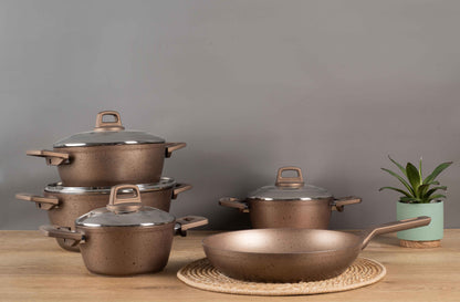 Ecoten 9-Piece Granite Cookware Set - Bronze