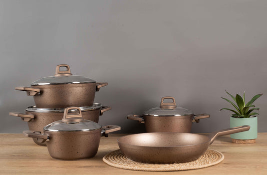 Ecoten 9-Piece Granite Cookware Set - Bronze