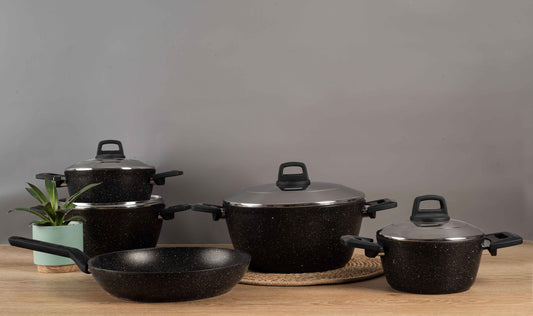 Ecoten 9-Piece Granite Cookware Set - Black