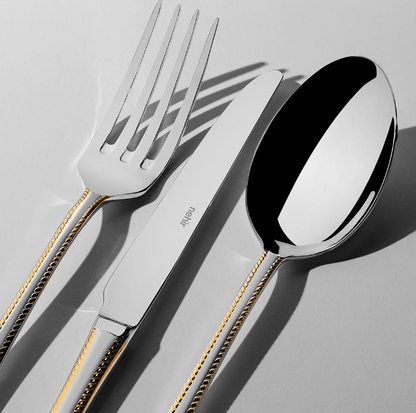 FULYA GOLD+SANDBLAST - 89 PIECE - 12 PERSON - BOXED CUTLERY SET