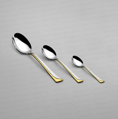 MAKASI GOLD+SANDBLAST - 89 PIECE - 12 PERSON - BOXED CUTLERY SET