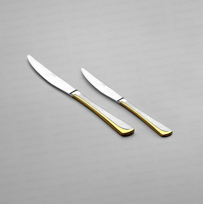 MAKASI GOLD+SANDBLAST - 89 PIECE - 12 PERSON - BOXED CUTLERY SET