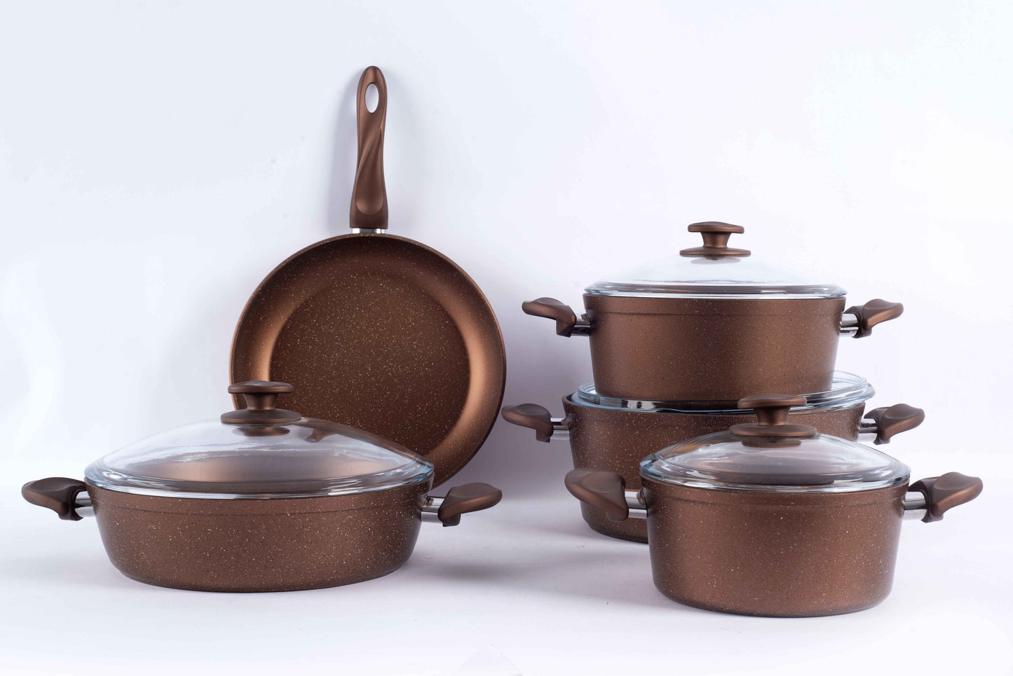 Papila 9-Piece Granite Cookware Set - Cooper