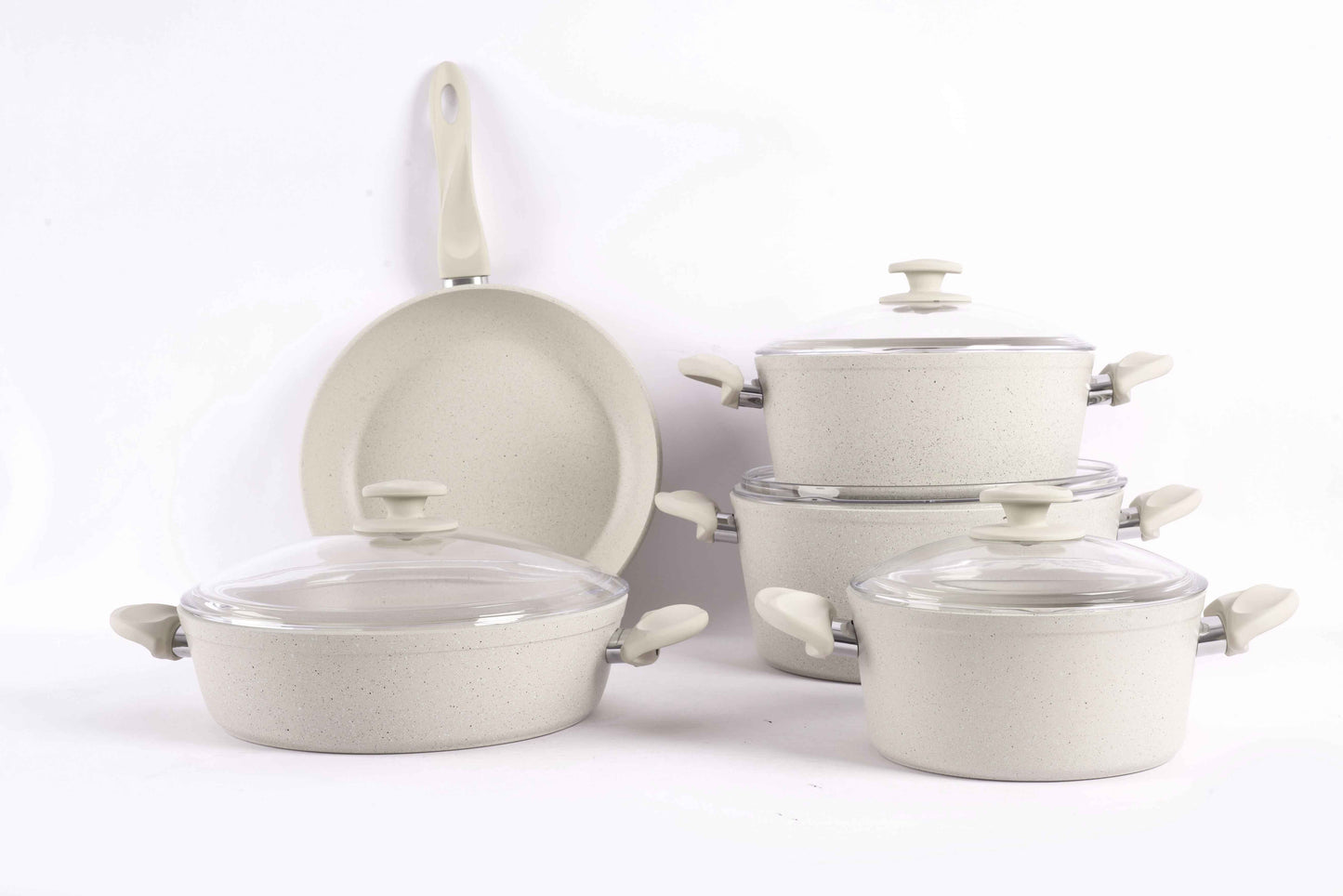 Papila 9-Piece Granite Cookware Set - Cream