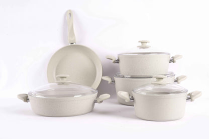 Papila 9-Piece Granite Cookware Set - Cream