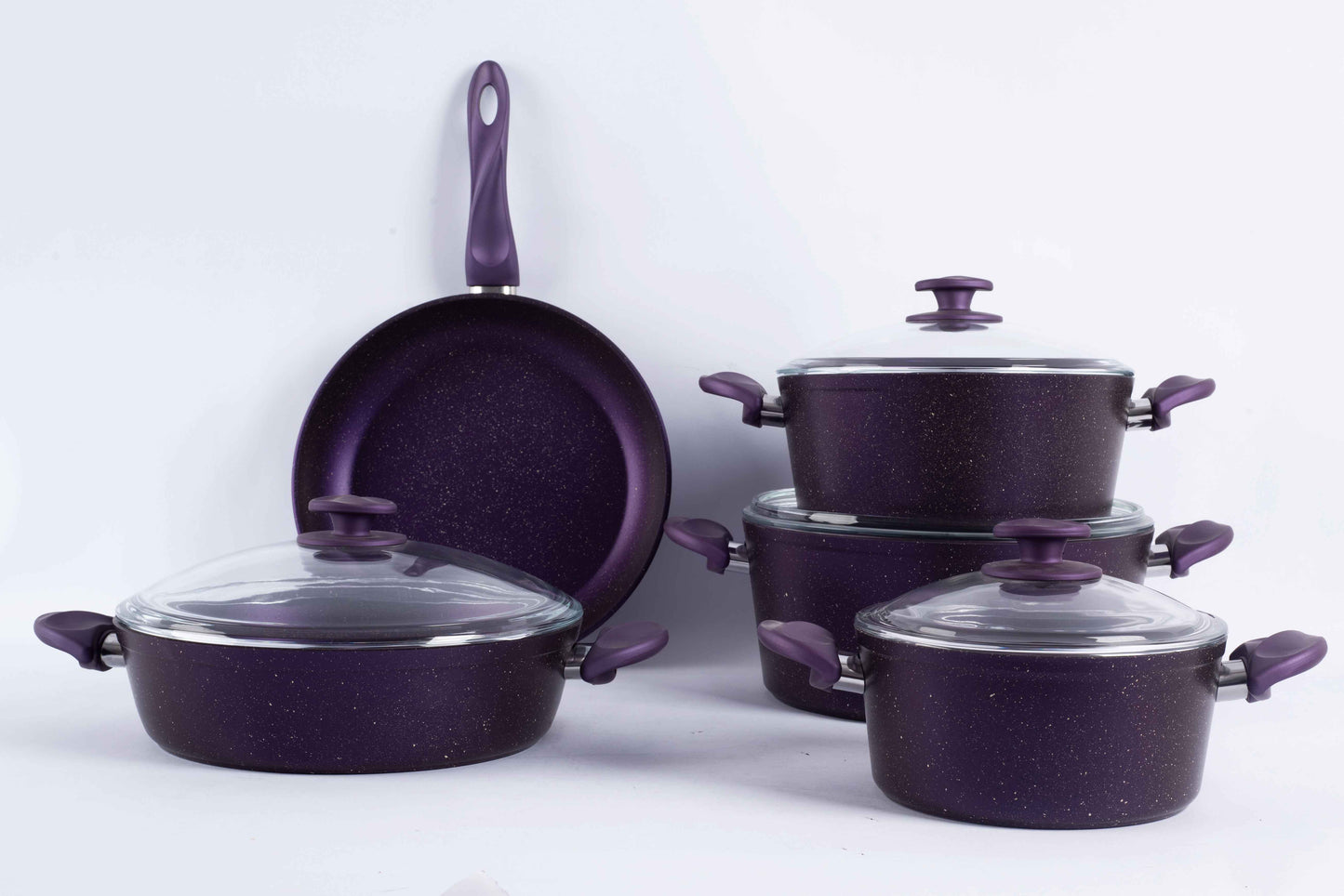 Papila 9-Piece Granite Cookware Set - Purple