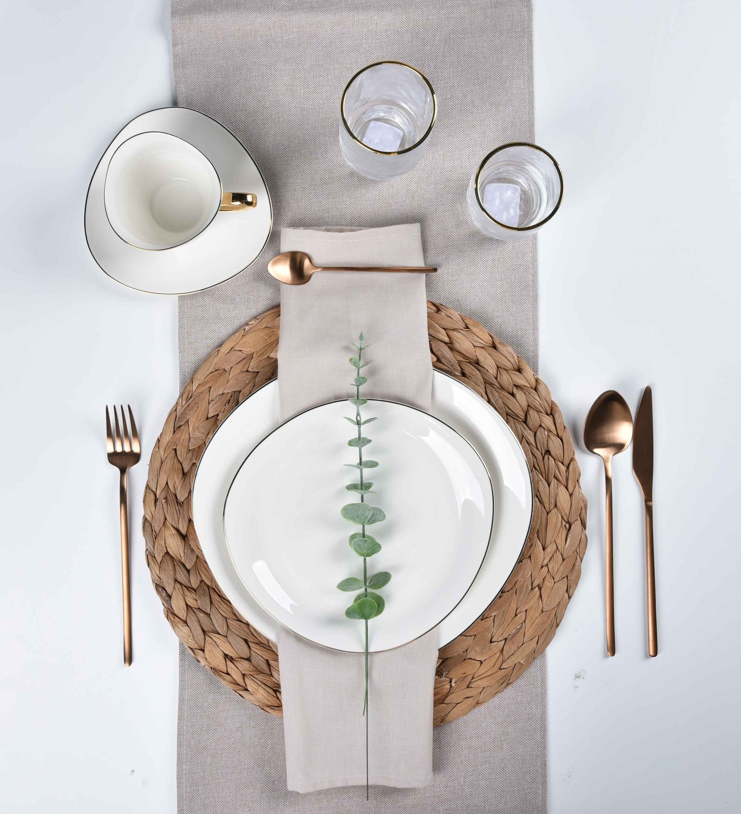 ETERNA PORCELAIN - 60 PIECE DINNER SET FOR 6 PEOPLE - ORGANIC - YZ24-001 - GOLD
