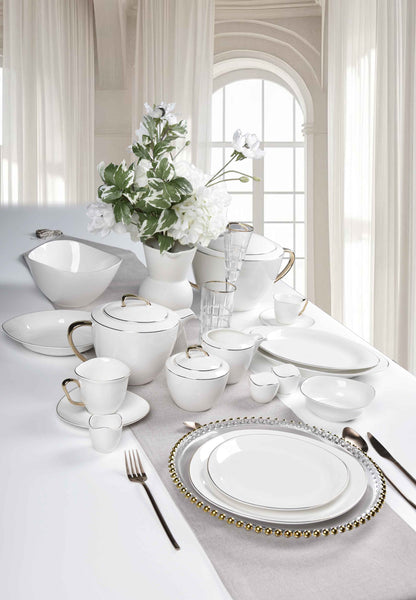 ETERNA PORCELAIN - 60 PIECE DINNER SET FOR 6 PEOPLE - ORGANIC - YZ24-001 - GOLD