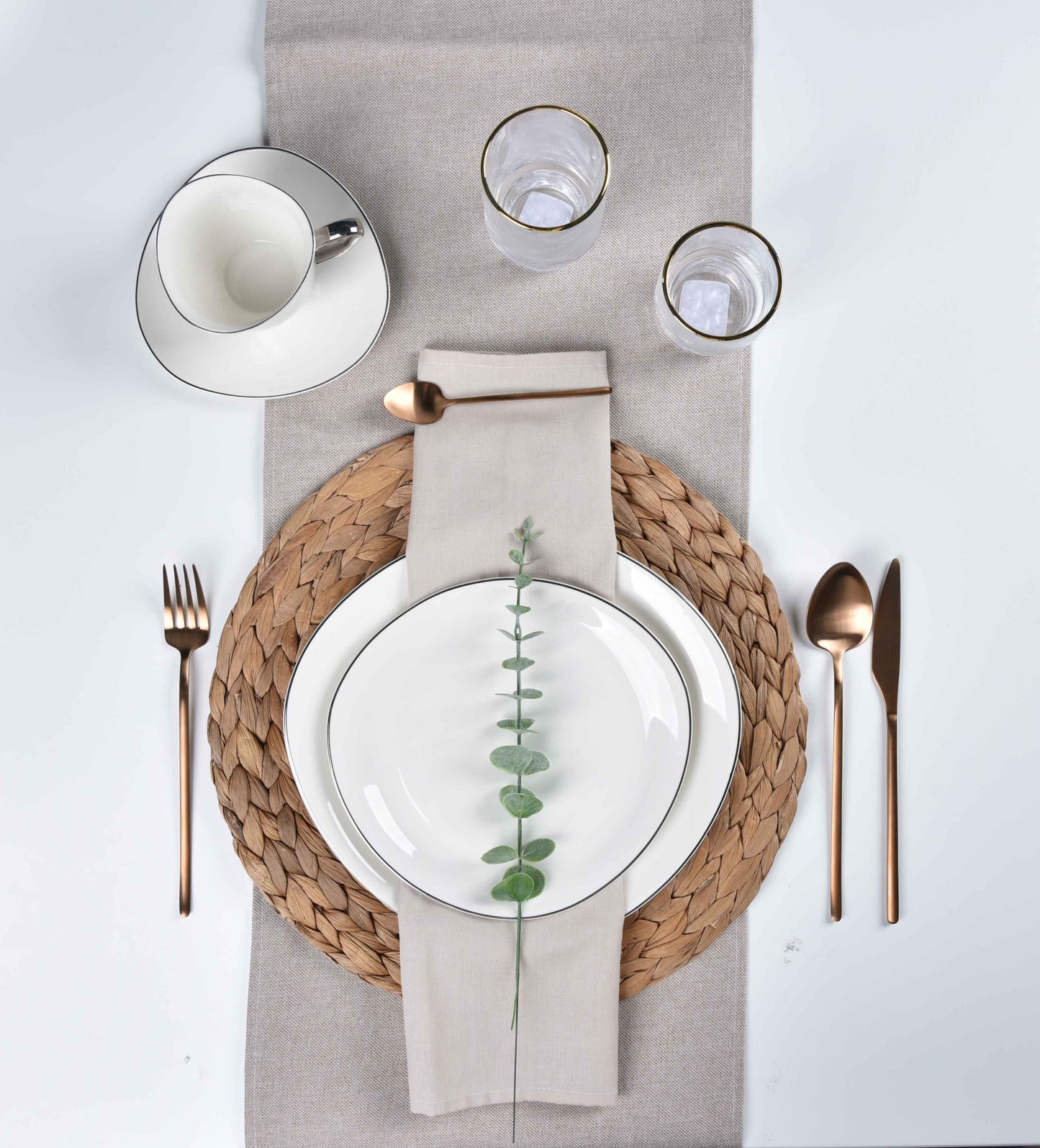 ETERNA PORCELAIN - 60 PIECE DINNER SET FOR 6 PEOPLE - ORGANIC - YZ24-001 - PLATINUM