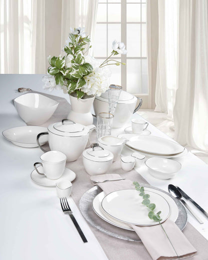 ETERNA PORCELAIN - 60 PIECE DINNER SET FOR 6 PEOPLE - ORGANIC - YZ24-001 - PLATINUM