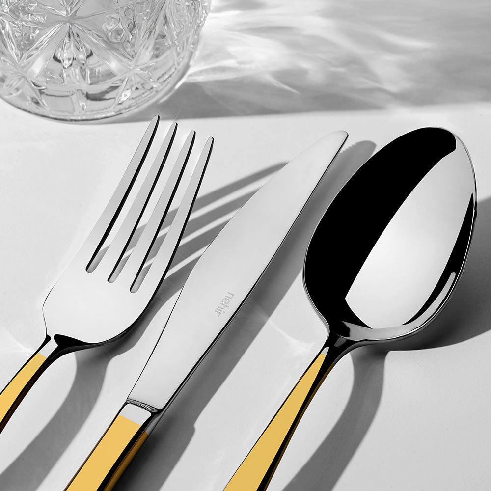 ZARIF GOLD+MIRROR - 89 PIECE - 12 PERSON - BOXED CUTLERY SET