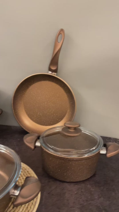 Papila 9-Piece Granite Cookware Set - Cooper