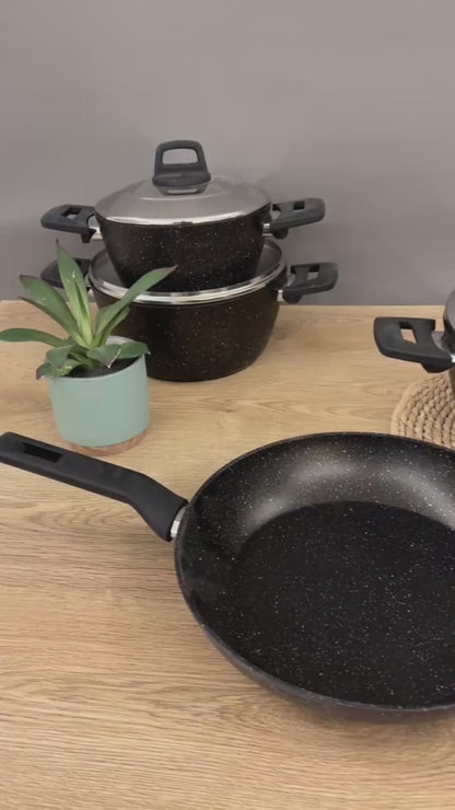 Ecoten 9-Piece Granite Cookware Set - Black