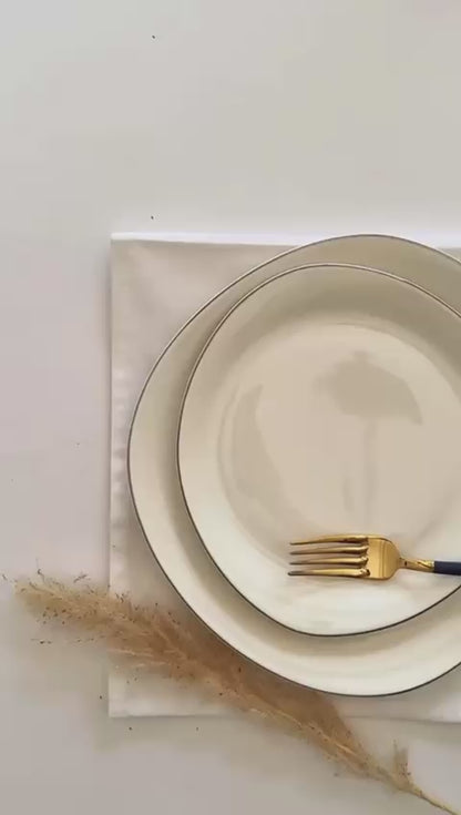 ETERNA PORCELAIN - 60 PIECE DINNER SET FOR 6 PEOPLE - ORGANIC - YZ24-001 - GOLD