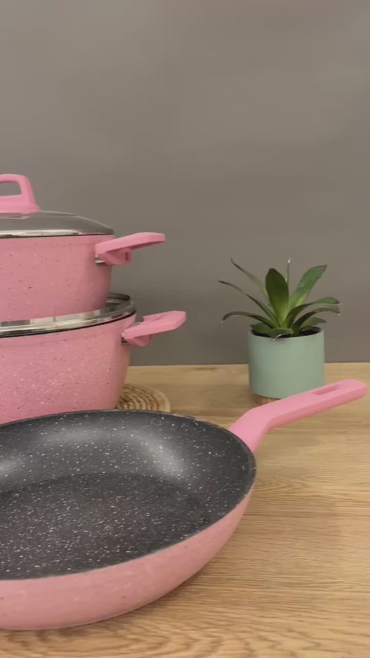 Ecoten 9-Piece Granite Cookware Set - Pink