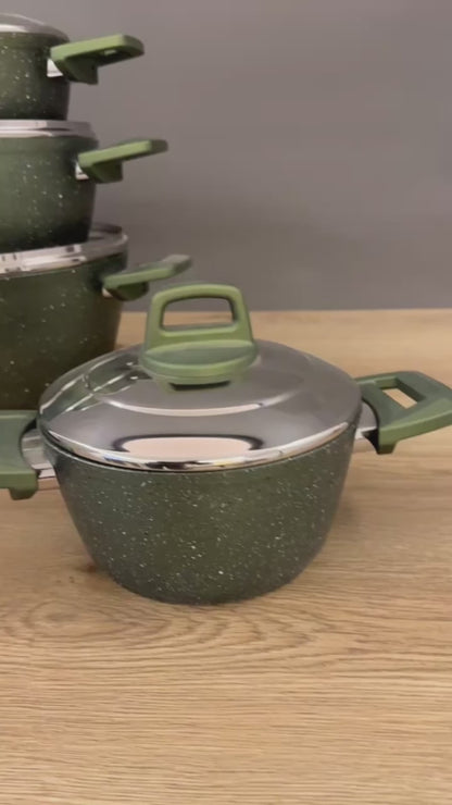 Ecoten 9-Piece Granite Cookware Set - Green