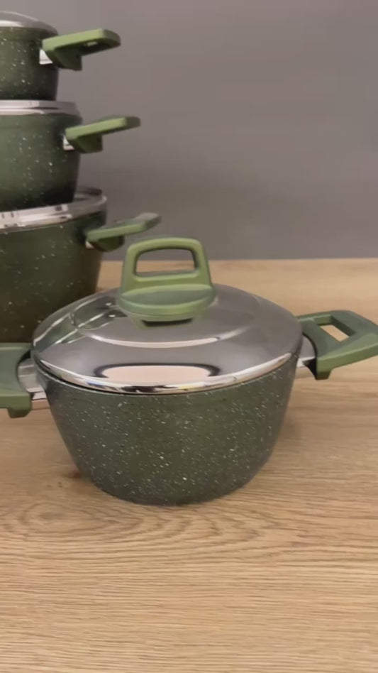 Ecoten 9-Piece Granite Cookware Set - Green